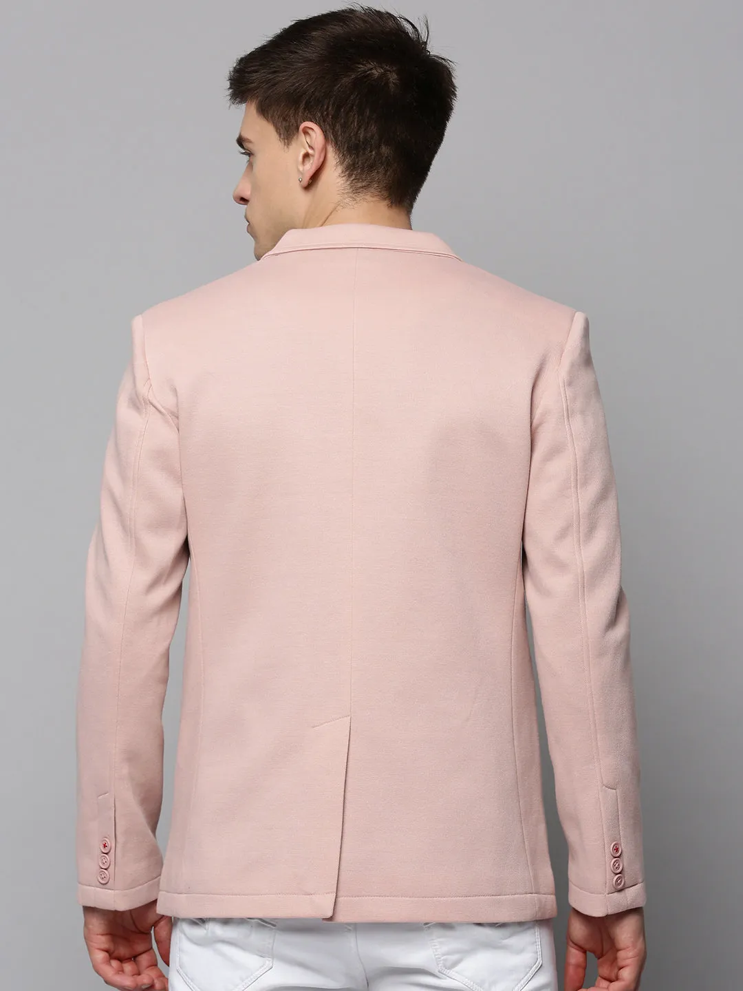 Men Pink Single-Breasted Blazers
