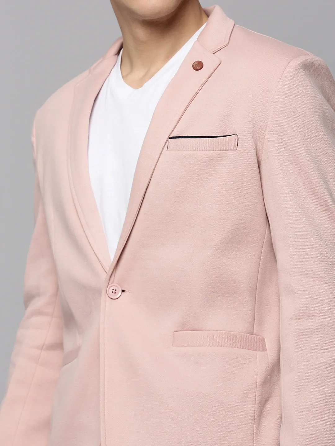 Men Pink Single-Breasted Blazers