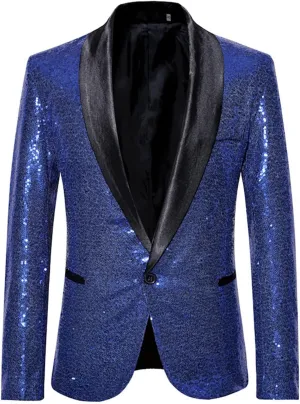 Mens Sequin Blazer Tuxedo Party Prom Wedding Tuxedo One Button Jacket Swallowtail Dinner Party Wedding Blazer Suit Jacket
