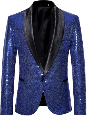 Mens Sequin Blazer Tuxedo Party Prom Wedding Tuxedo One Button Jacket Swallowtail Dinner Party Wedding Blazer Suit Jacket