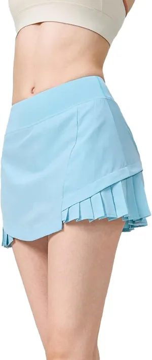 Mini Skirt for Women Running Sports Quick Dry Pleated High Elastic Waist Athletic Yoga Shorts Tennis Skirts with Pocket
