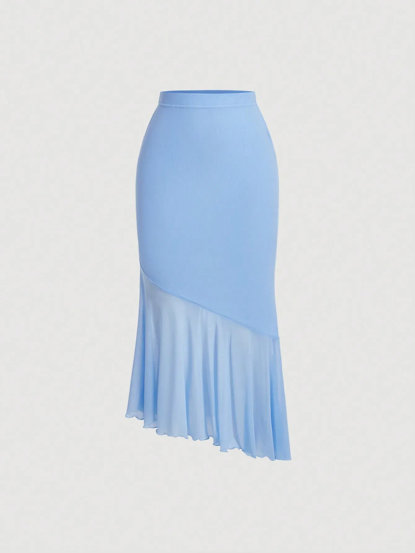 MOD Ladies' Solid Color Asymmetrical Hem Midi Skirt
