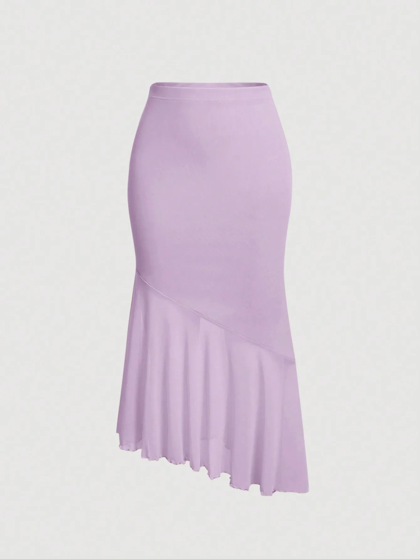 MOD Ladies' Solid Color Asymmetrical Hem Midi Skirt