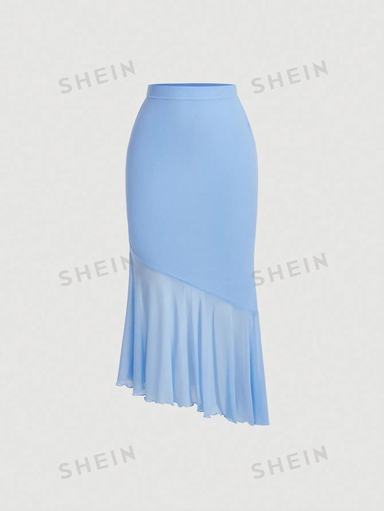 MOD Ladies' Solid Color Asymmetrical Hem Midi Skirt