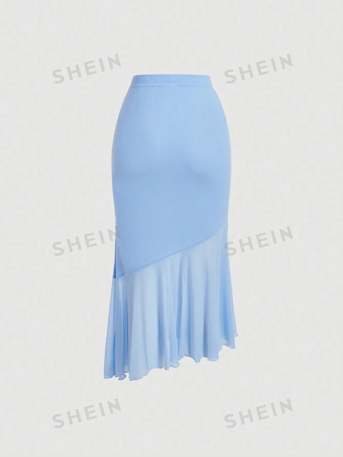 MOD Ladies' Solid Color Asymmetrical Hem Midi Skirt