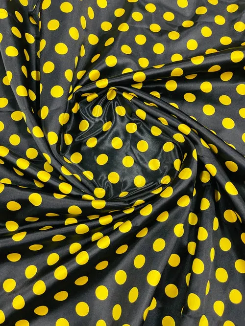 Multi Color Polka Dot 1/2 inch On A Soft Charmeuse Satin Fabric 60" Wide 100% Polyester. Sold By The Yard-