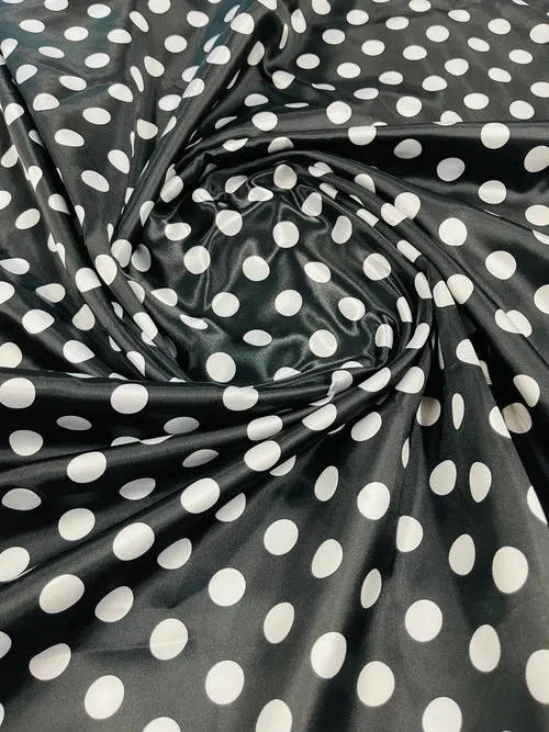 Multi Color Polka Dot 1/2 inch On A Soft Charmeuse Satin Fabric 60" Wide 100% Polyester. Sold By The Yard-