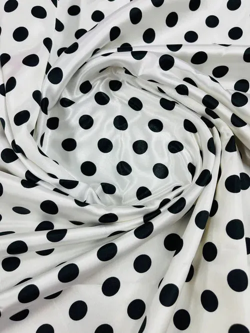 Multi Color Polka Dot 1/2 inch On A Soft Charmeuse Satin Fabric 60" Wide 100% Polyester. Sold By The Yard-
