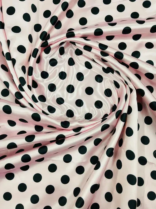Multi Color Polka Dot 1/2 inch On A Soft Charmeuse Satin Fabric 60" Wide 100% Polyester. Sold By The Yard-