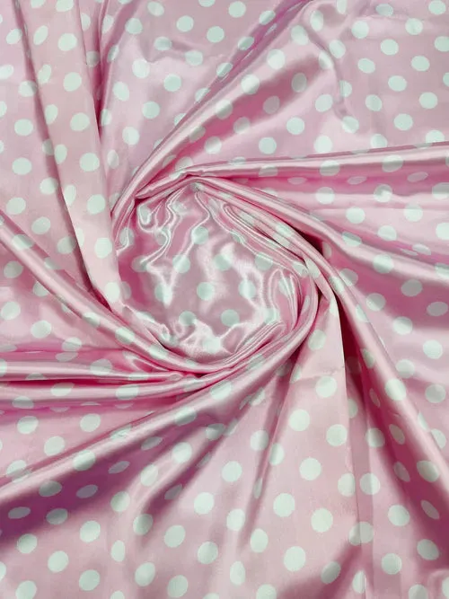 Multi Color Polka Dot 1/2 inch On A Soft Charmeuse Satin Fabric 60" Wide 100% Polyester. Sold By The Yard-