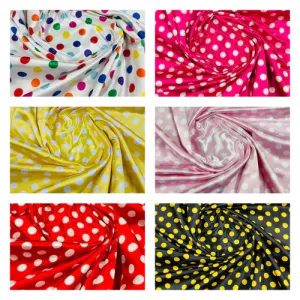 Multi Color Polka Dot 1/2 inch On A Soft Charmeuse Satin Fabric 60" Wide 100% Polyester. Sold By The Yard-