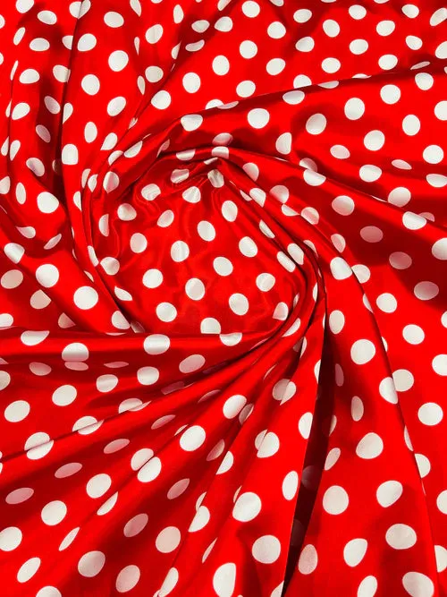 Multi Color Polka Dot 1/2 inch On A Soft Charmeuse Satin Fabric 60" Wide 100% Polyester. Sold By The Yard-
