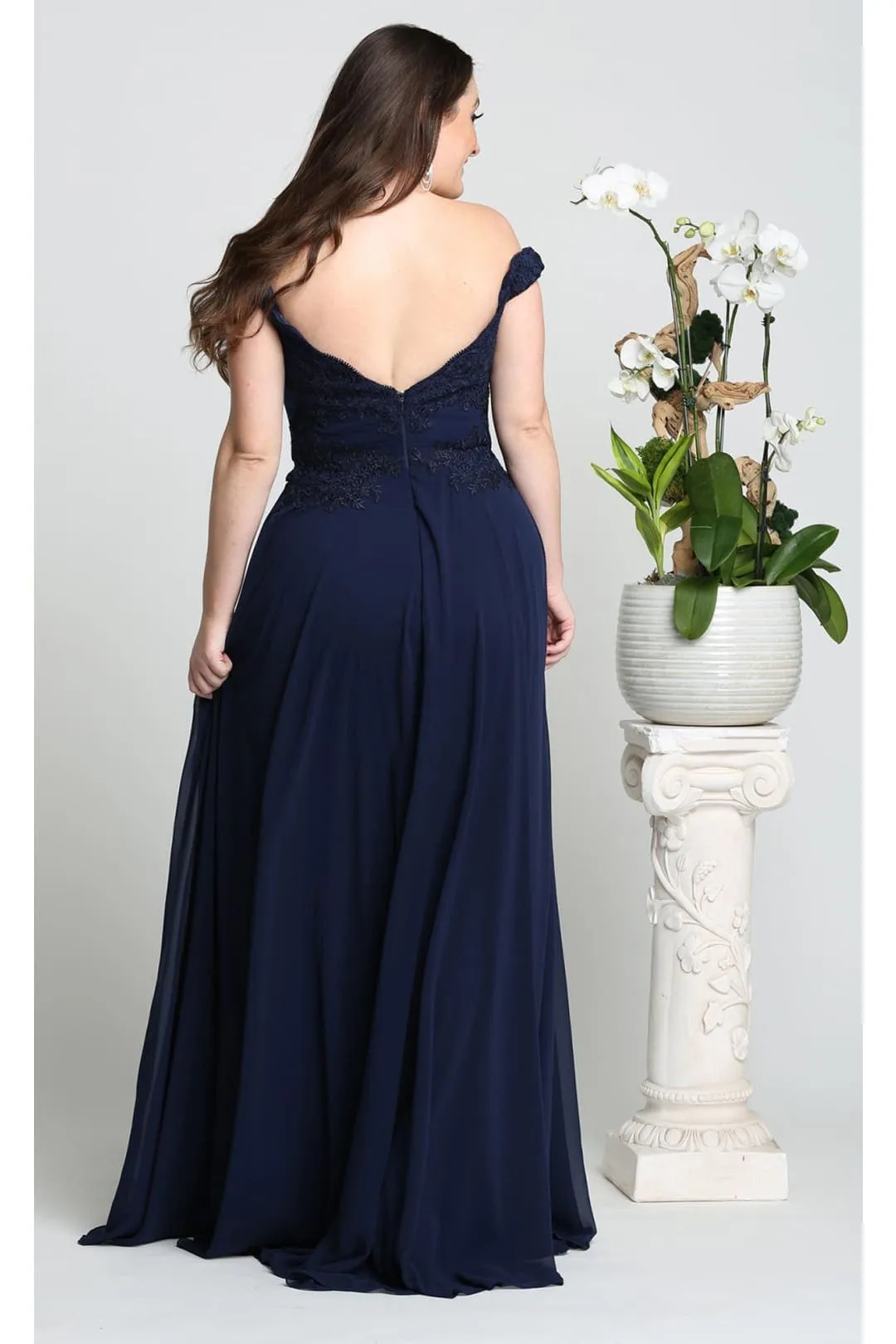Off The Shoulder Evening Dress Long A-Line Gown & Plus Size by MQ1644