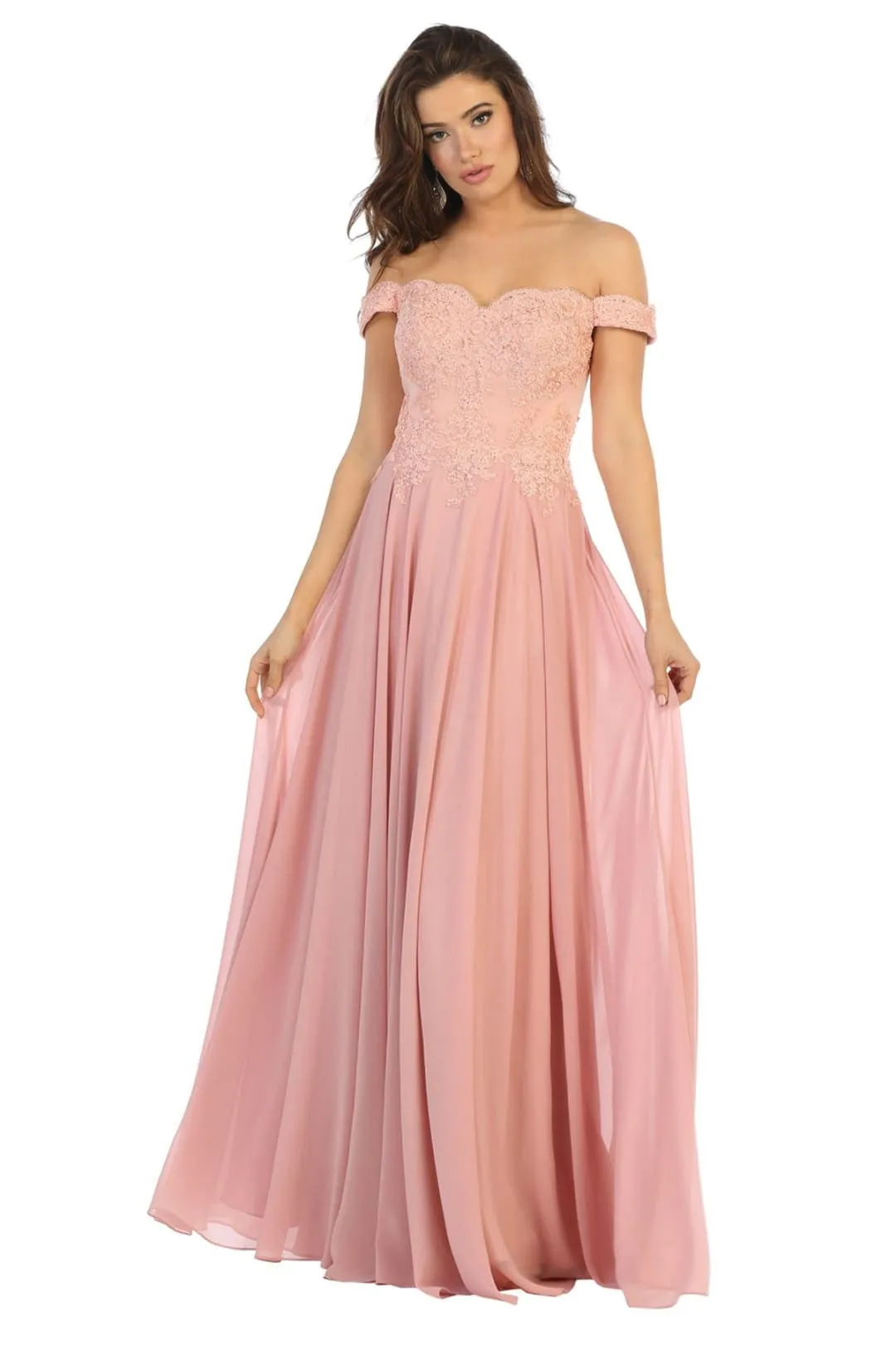 Off The Shoulder Evening Dress Long A-Line Gown & Plus Size by MQ1644
