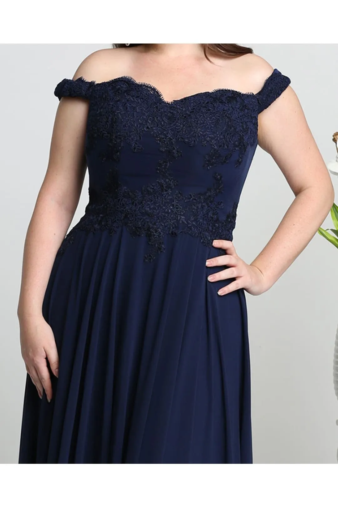 Off The Shoulder Evening Dress Long A-Line Gown & Plus Size by MQ1644