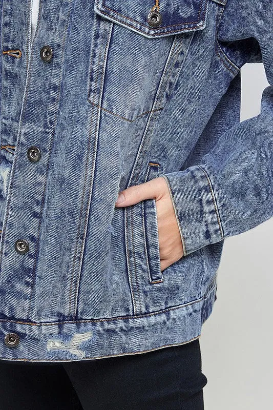 Oversized Distress Denim Jacket