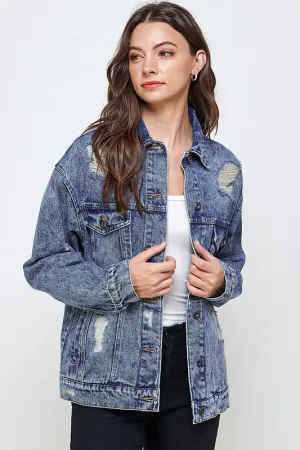 Oversized Distress Denim Jacket