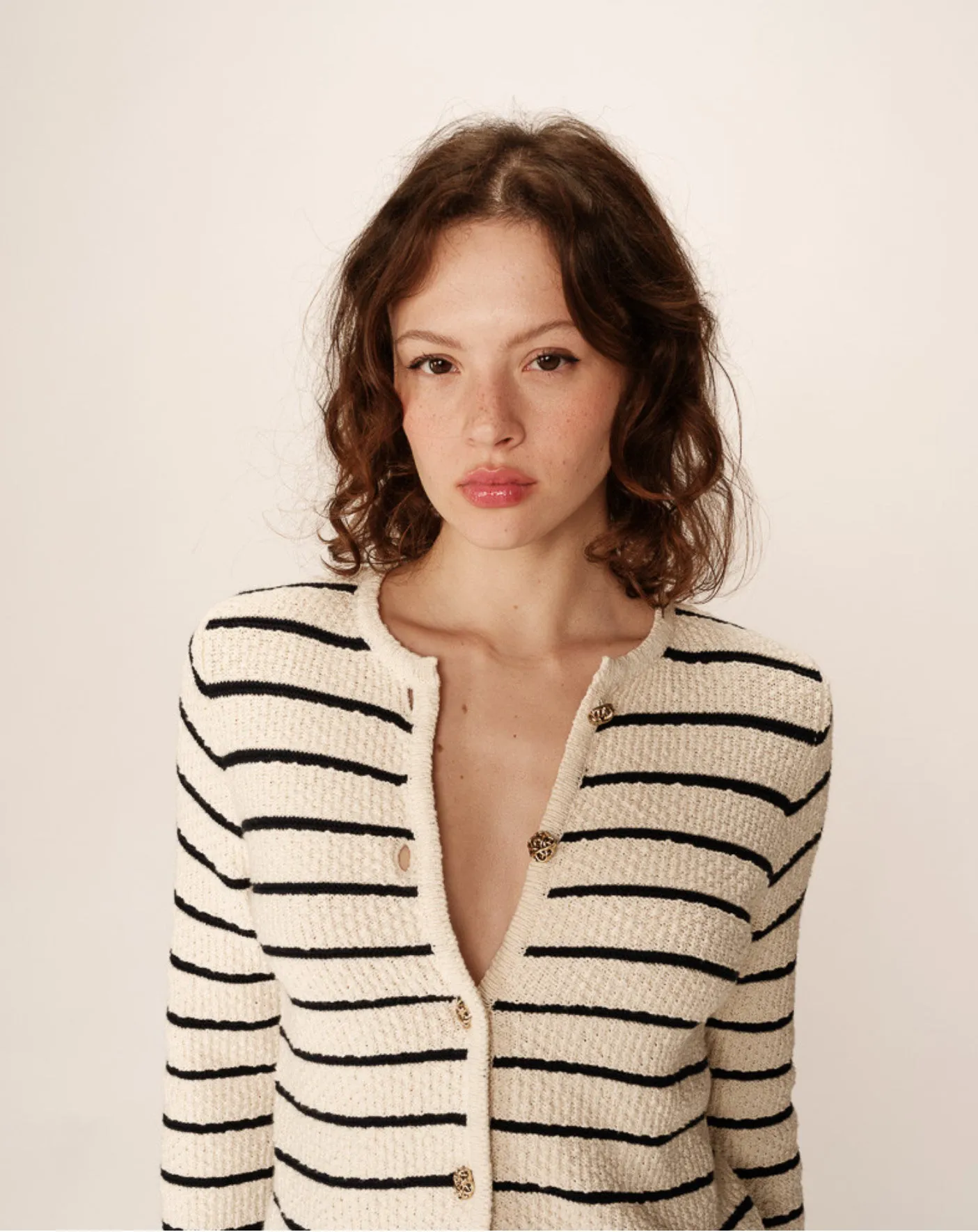 Paca Beige Striped Cardigan
