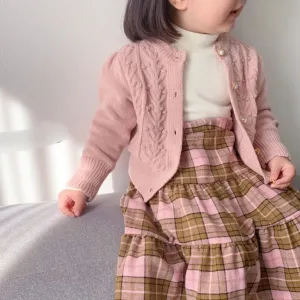 Pink knit pearls cardigan