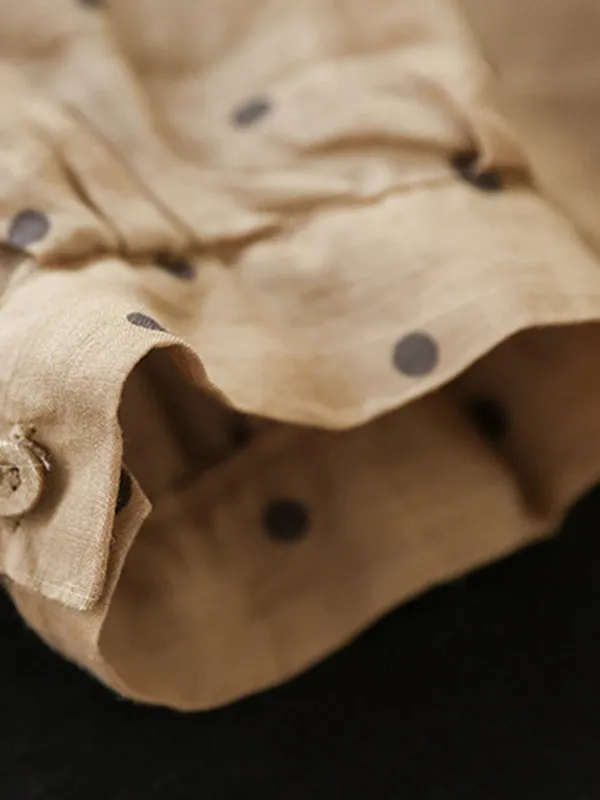 Polka-Dot Half Sleeves Loose Lapel Blouses&shirts Tops