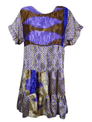 Purple Floral Dress, Recycle Silk, Ren Faire Dress for Women, M