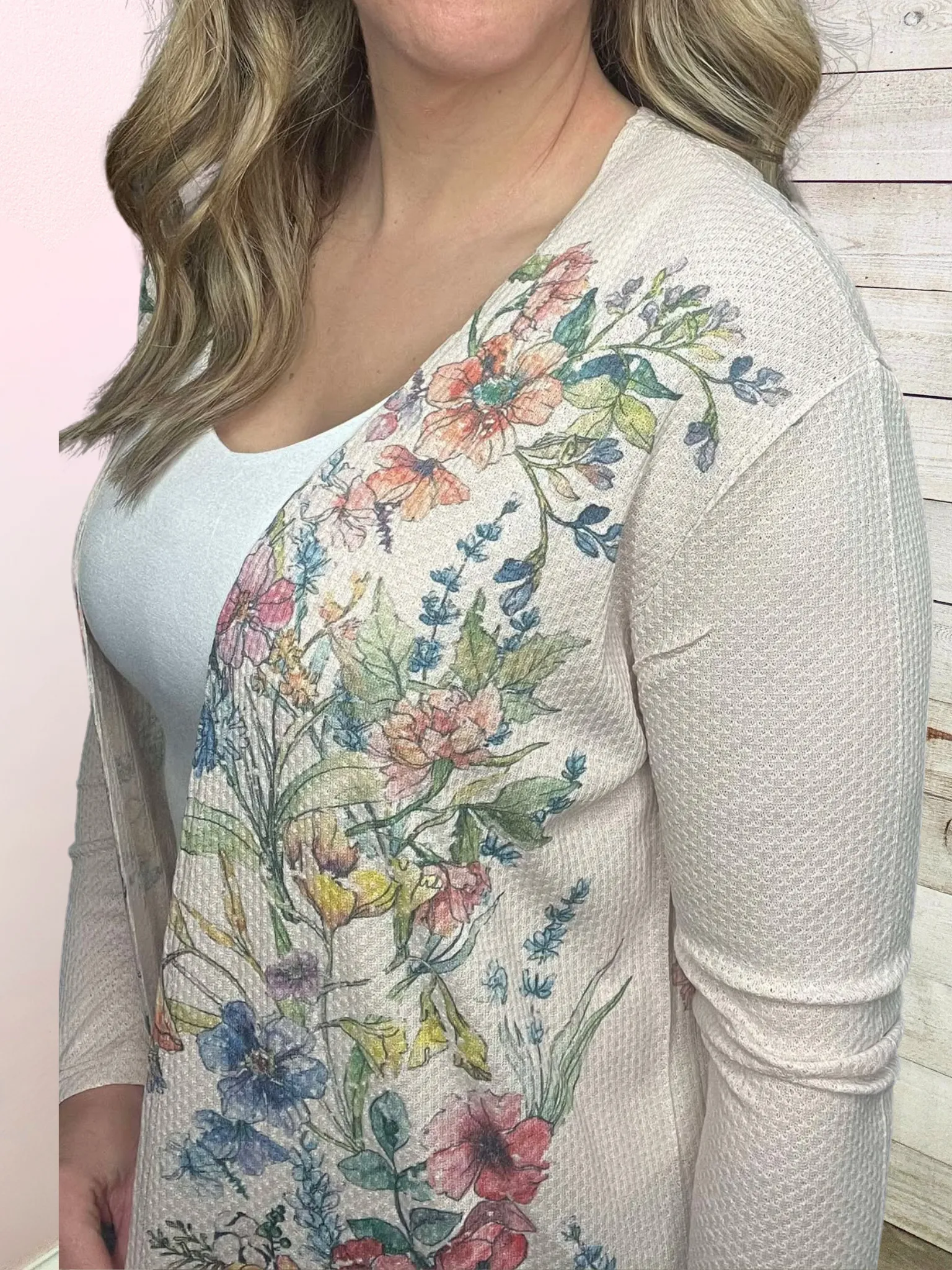 "Desert Flower" Lightweight Floral Cardigan