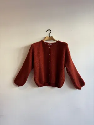 Rust Long Sleeve Mohair Cardigan
