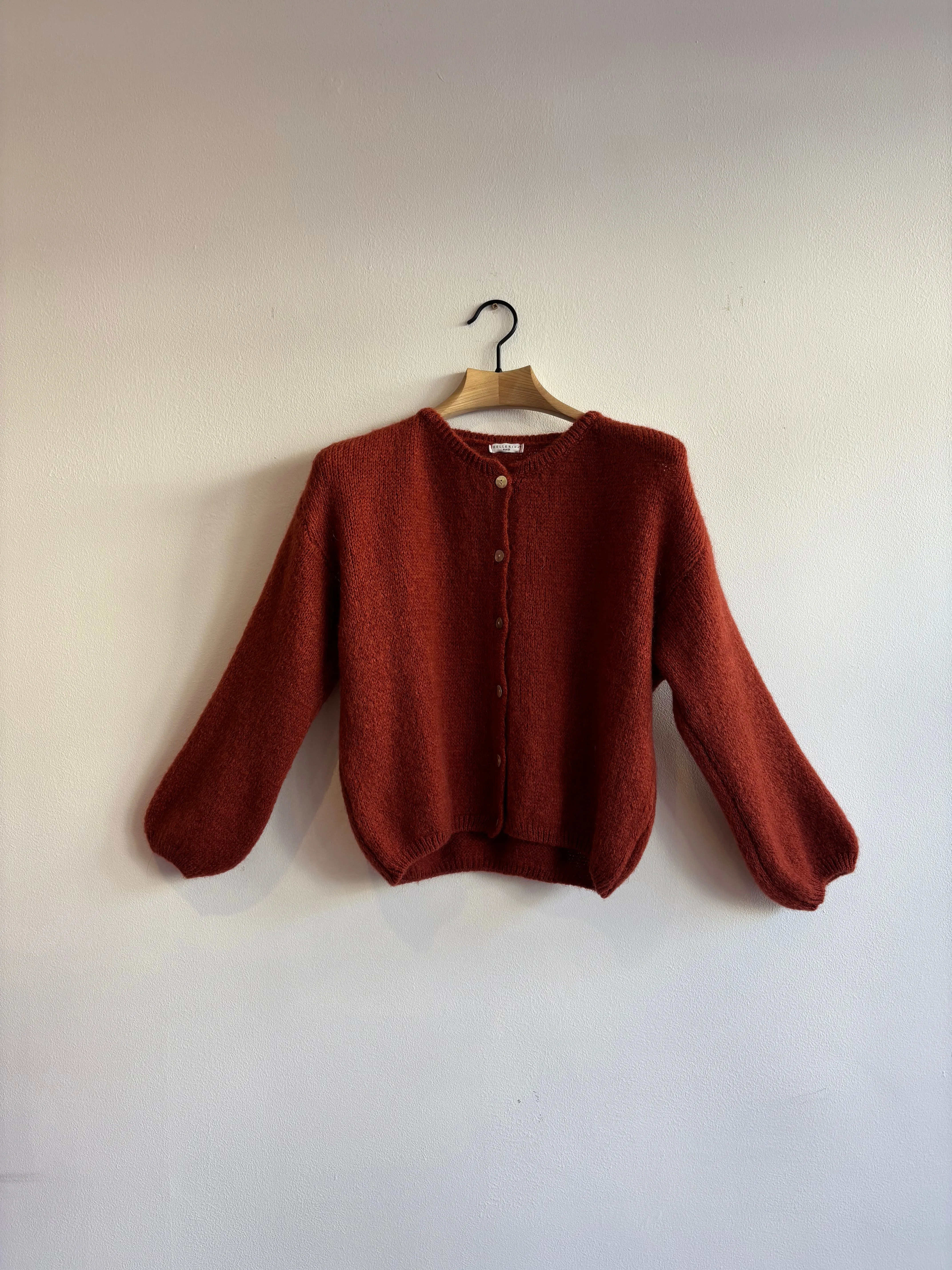 Rust Long Sleeve Mohair Cardigan