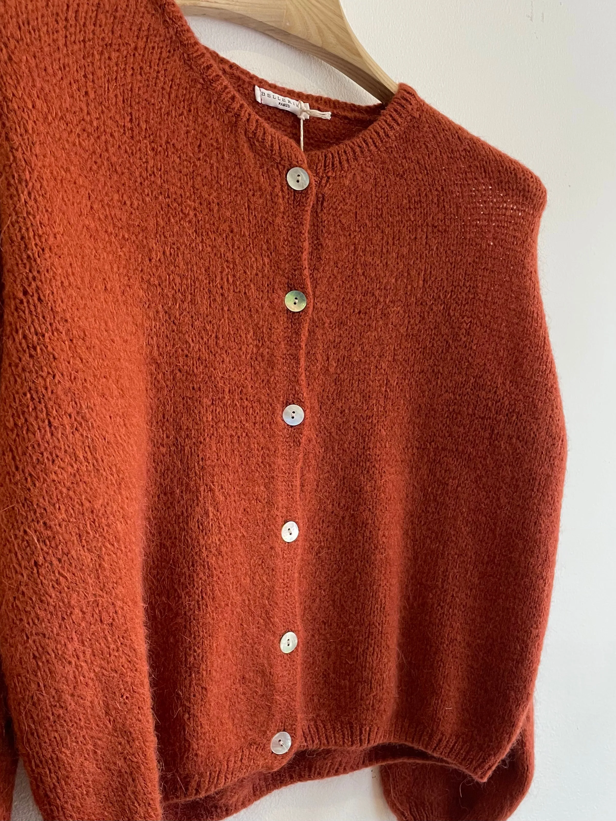 Rust Long Sleeve Mohair Cardigan