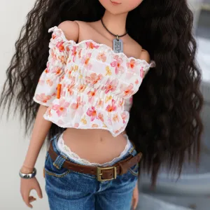 Shirred Blouse (Floral Tangerine)