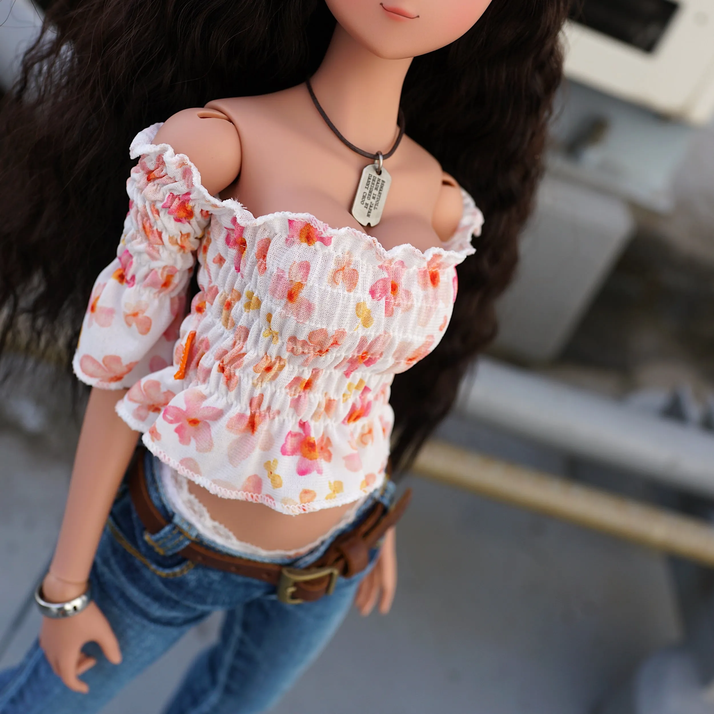 Shirred Blouse (Floral Tangerine)