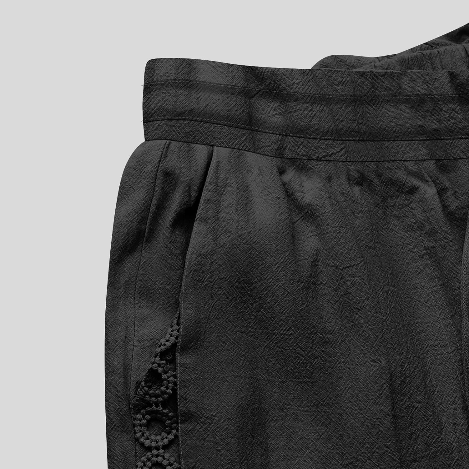 SHOPESSA Linen Pants Women 2025 Summer Hollow Out Side Long Pants Casual Wide Leg Palazzo Pants with Pockets
