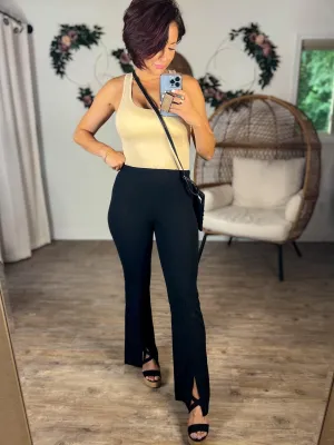 Tailored Chic Front Slit Pants