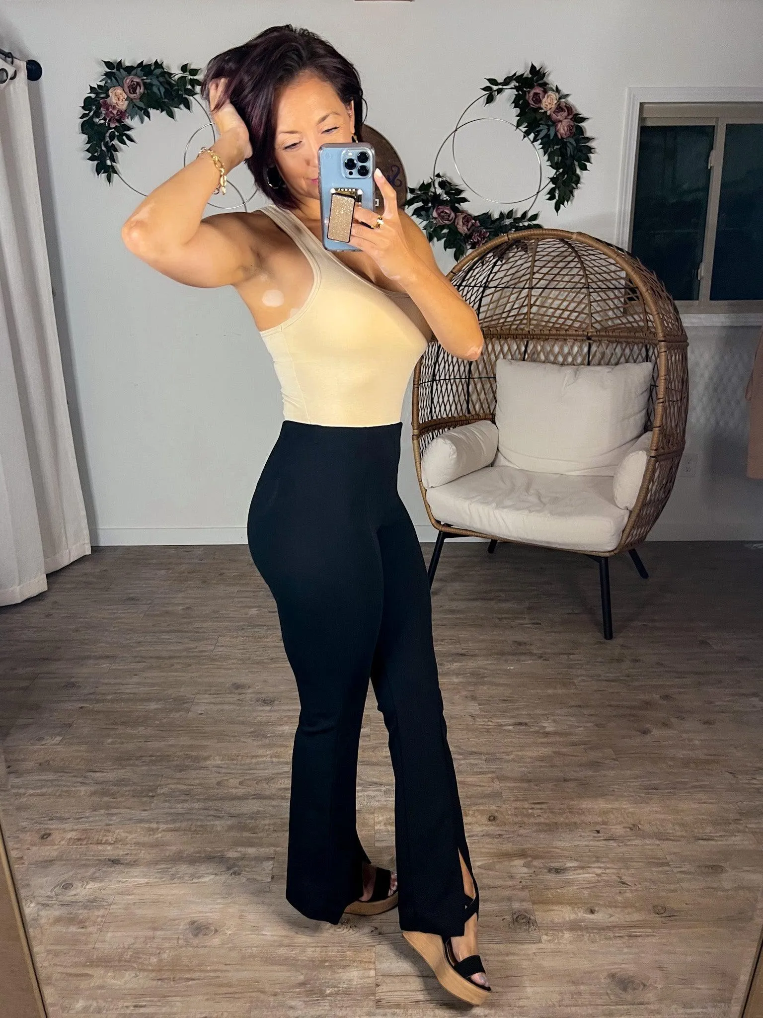 Tailored Chic Front Slit Pants