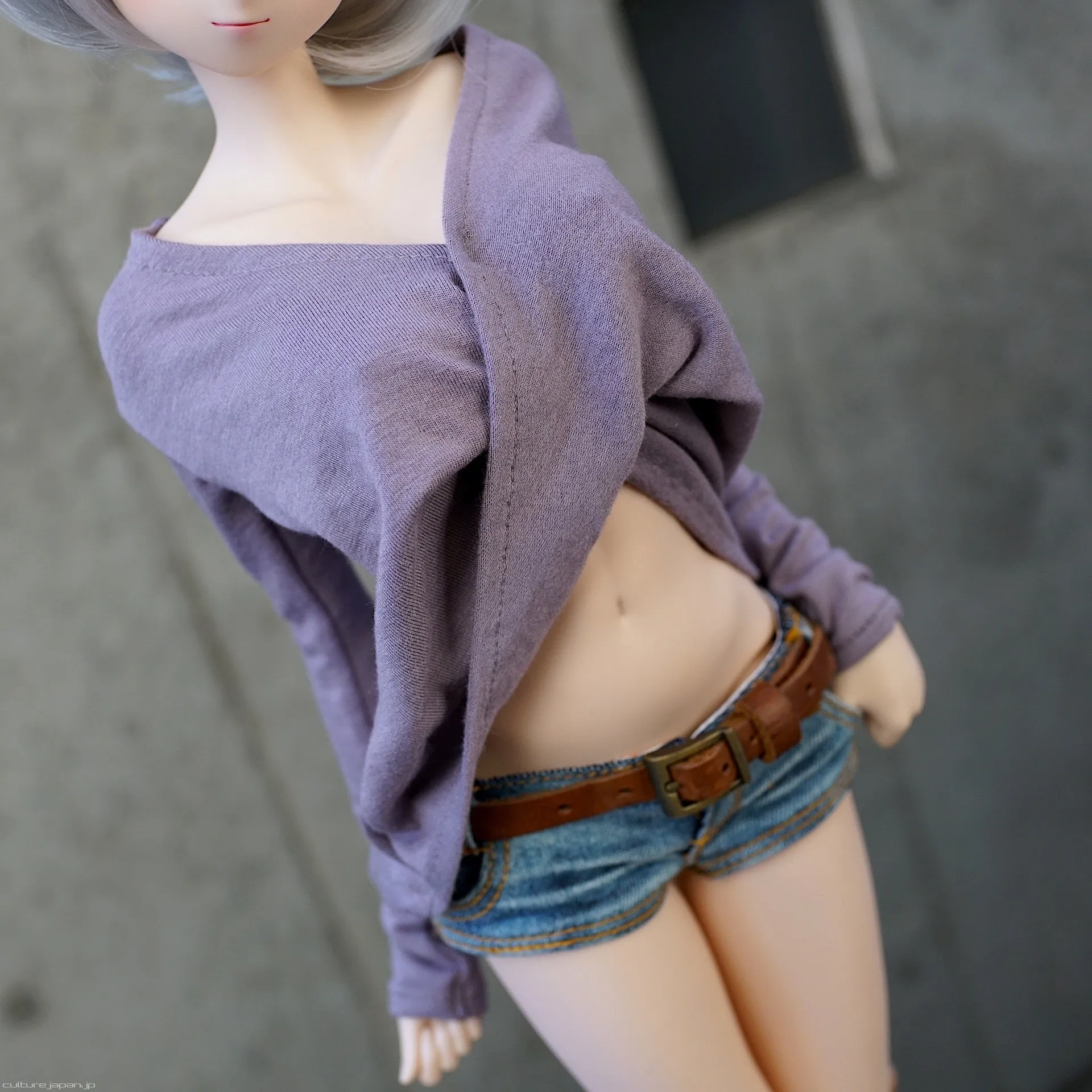 V-Neck Cross Fold Blouse (Pastel Purple)
