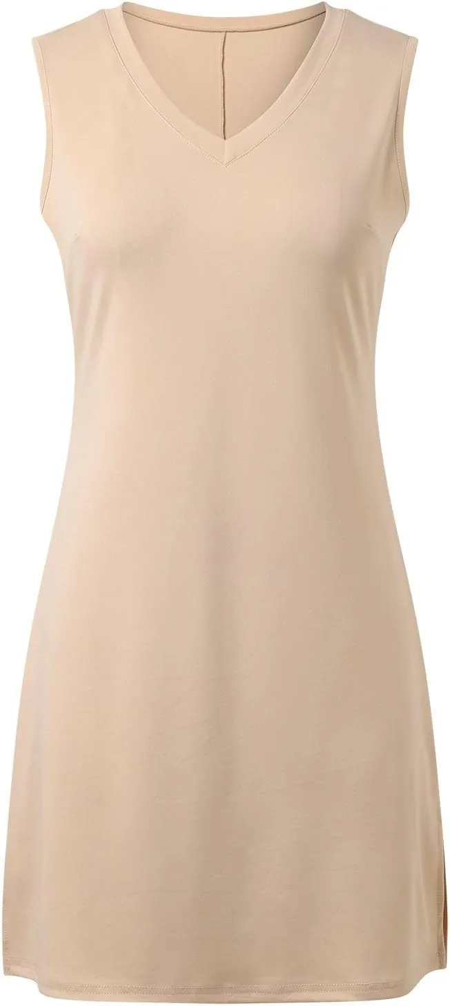 V-Neck Summer Casual Beach Dress for Women 2025 Vacation Women's Sleeveless Trendy Casual Sundress with Split