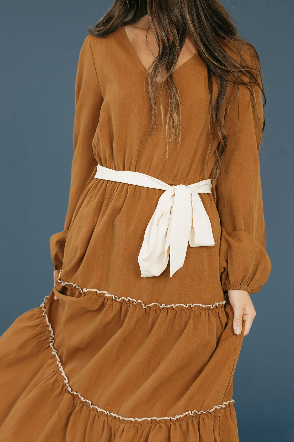 Valeria Dress-Chestnut/Cream