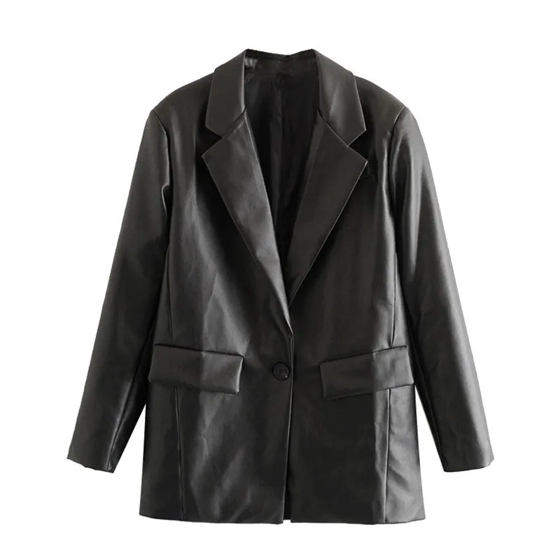 VEGAN LEATHER BLAZER