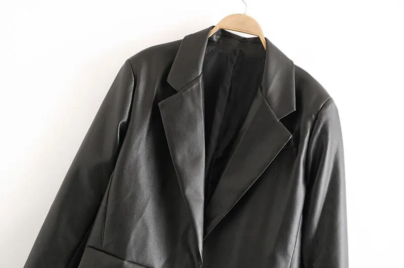 VEGAN LEATHER BLAZER