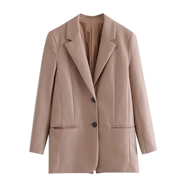 VEGAN LEATHER OVERSIZED BLAZER