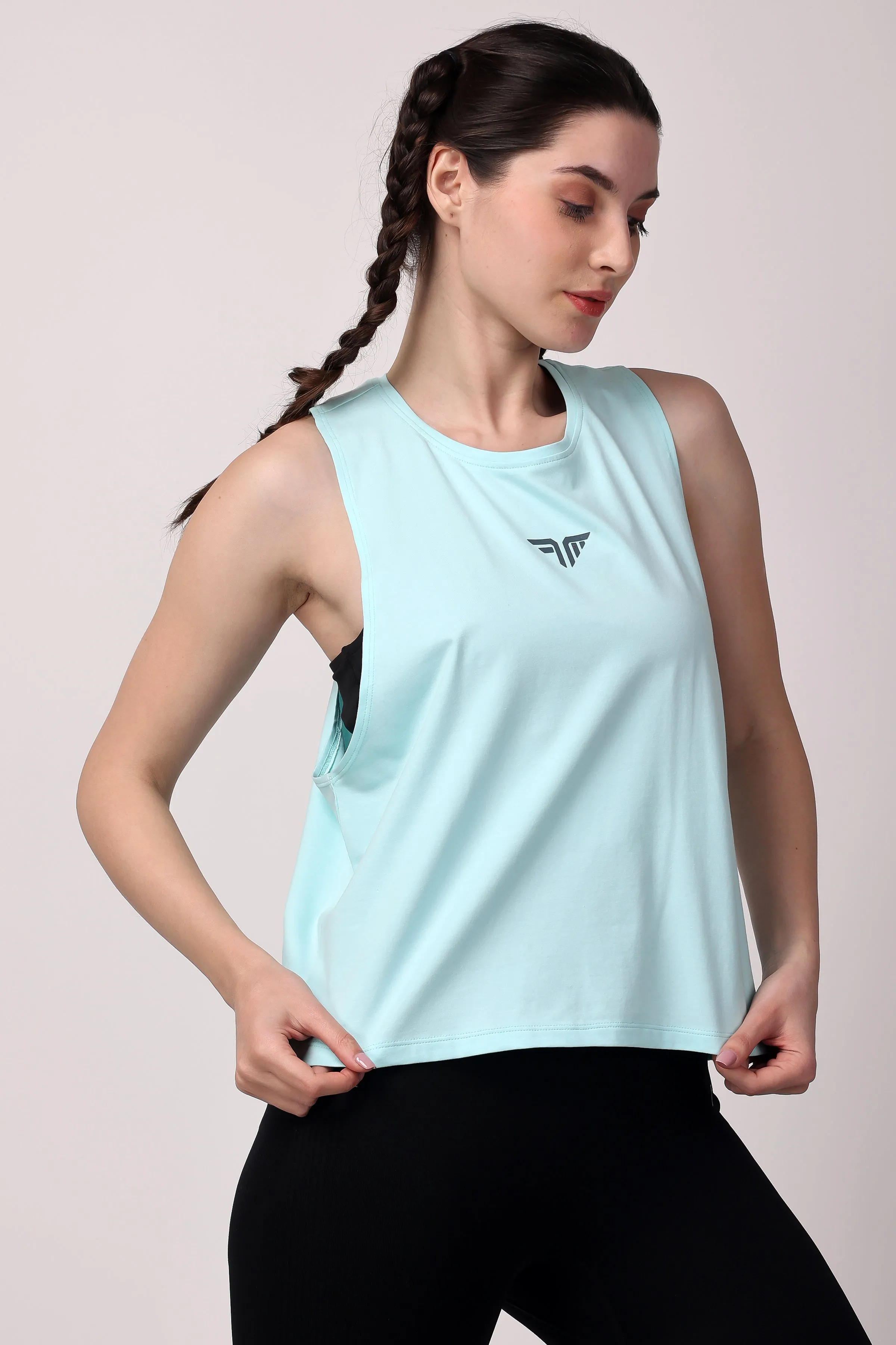 VivActive Cotton Tank Tops - Aqua