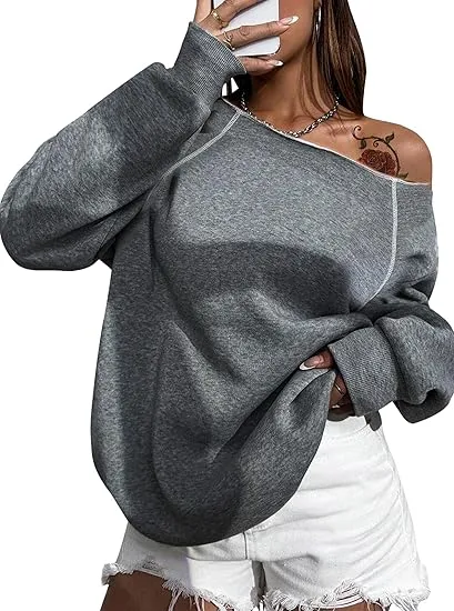 White Comfy Pullover Sweatshirt w/Pockets