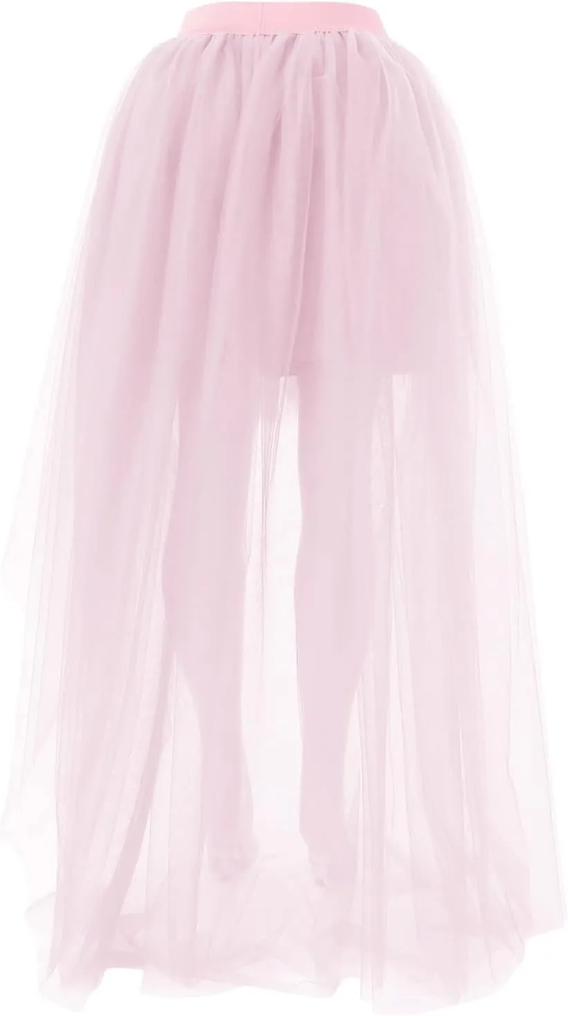 Women's A-Line High Waisted Midi Skirt Short Thin Women's Sexy Skirts Sexy Black Mesh Skirt Front Short Back Long